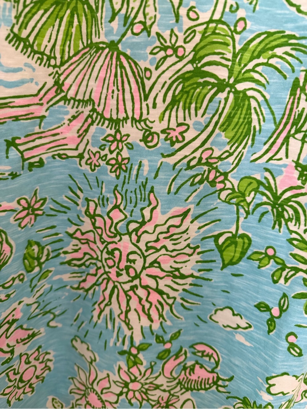 Lilly Pulitzer Light Blue Tropical Print Short Sleeve Tee - Picture 3 of 6